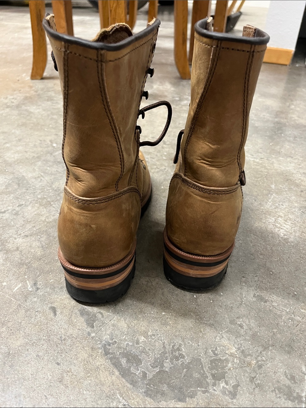 Steel toe tan Leather Lace-Up Work Boots - Picture 3 of 8